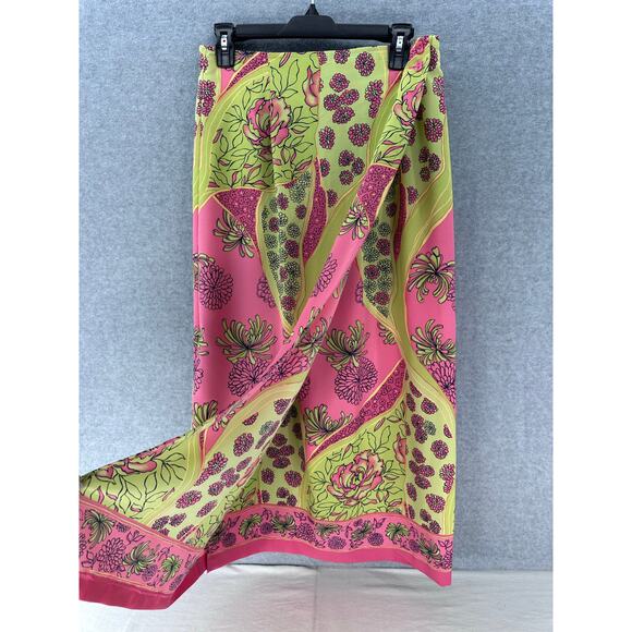 Vintage Sag Harbor Womens sz 10 faux Wrap Midi Skirt Floral Bright Vacation 90s - Picture 3 of 9